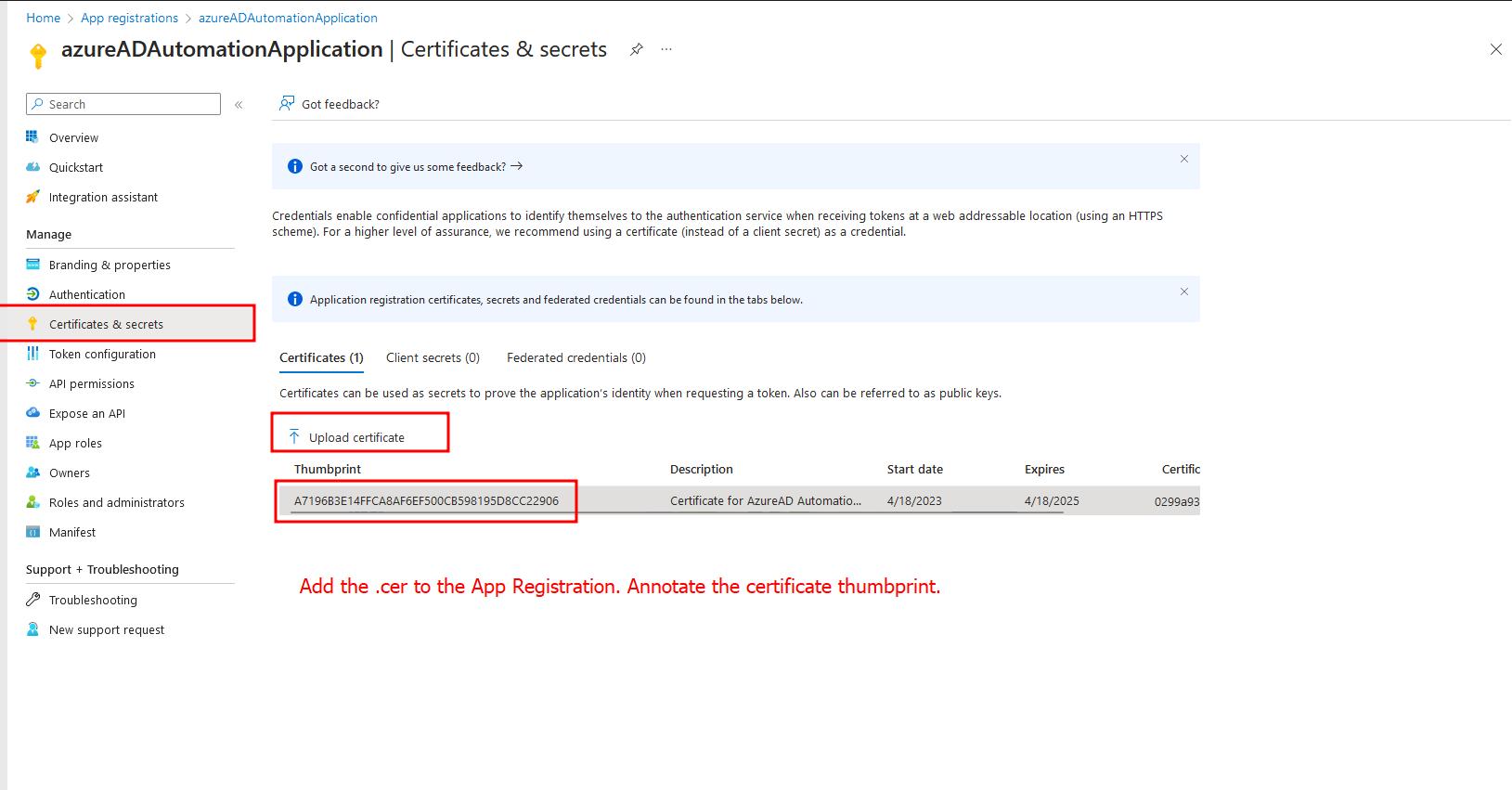 App Reg Cert